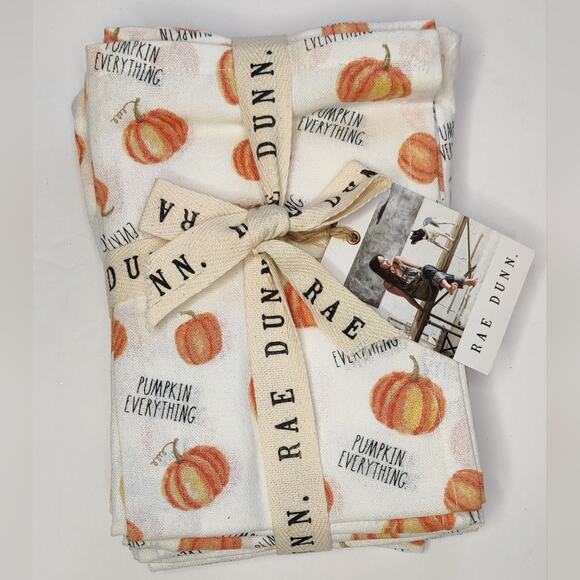 Rae Dunn Pumpkin Everything Cloth Thanksgiving Napkins Set of 8 - Picture 11 of 11
